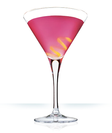 cocktail glass. the pink cocktail and the